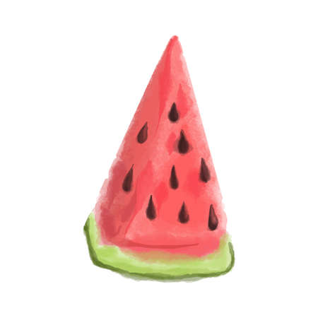 Watercolor Vector slice Watermelon. Hand drawn watercolor painting on white background. Vector illustration of fruit watermelon.のイラスト素材
