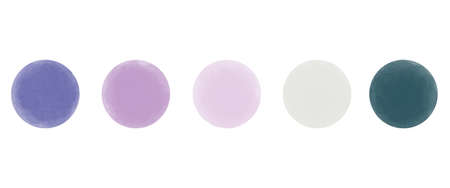 Very Peri Watercolor Palettes. Stains of Aquarelle paints for design. Spring 2022 trendy ink color palette.の写真素材