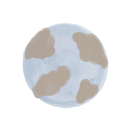 Space objects hand drawn with watercolors in boho style. Vector illustration. Planet Earth painted with paints for childrens design.のイラスト素材