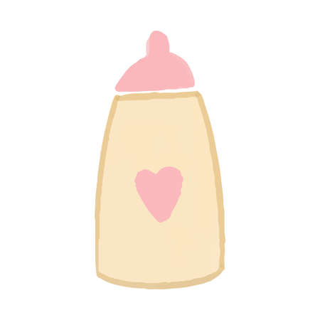 Hand drawn watercolor element for nursery in boho style. Vector illustration. Cute baby bottle.のイラスト素材