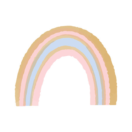 Hand drawn watercolor element for nursery in boho style. Vector illustration. Cute rainbow in scandinavian style.のイラスト素材