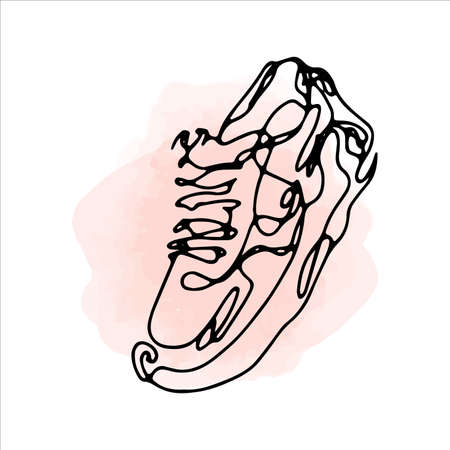 Sneakers one line vector design element. Vector illustration.のイラスト素材