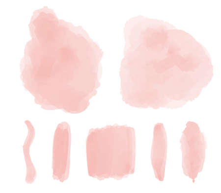 Blush pink watercolor stains Paint stropke. Vector illustration. Abstract pink watercolor background texture on white. Hand painted on paper.のイラスト素材