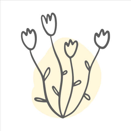 Single line wildflowers. Flower line nature icon vector. Trendy spring Vector illustration.のイラスト素材