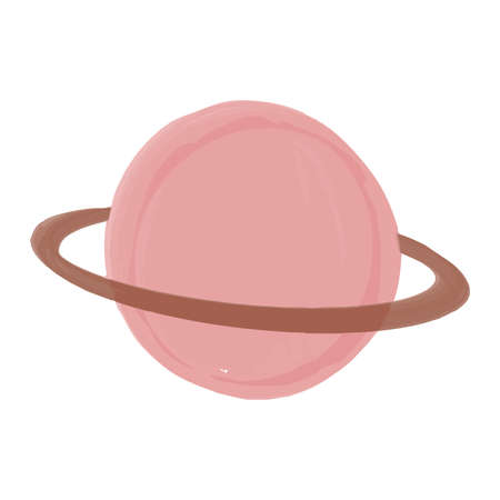 Watercolor hand drawn element for nursery in boho style. Vector illustration of pink saturn.のイラスト素材