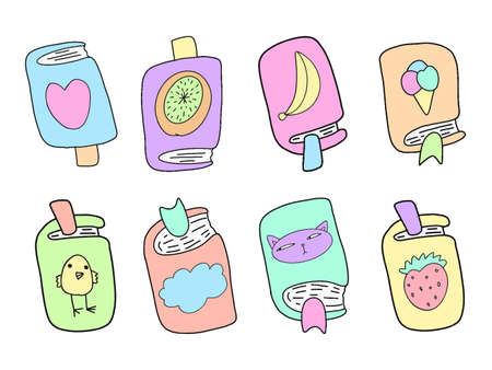 Set of cute books in flat style. Cartoon childrens illustration. Vector illustration.のイラスト素材