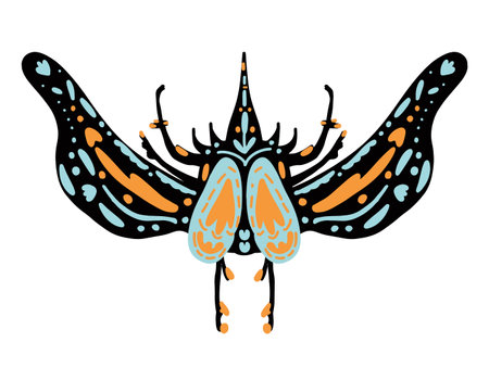 Vector Abstract scarab beetle in African style.のイラスト素材