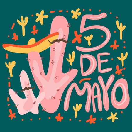 Mexican holiday 5 may Cinco De Mayo Vector postcard.のイラスト素材