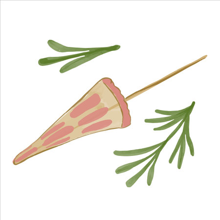Vector Summer beach umbrella painted in watercolor in boho style.のイラスト素材
