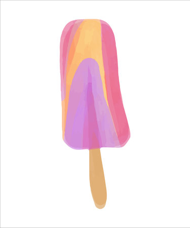 Hand drawn watercolor acid color ice cream on a stick.のイラスト素材