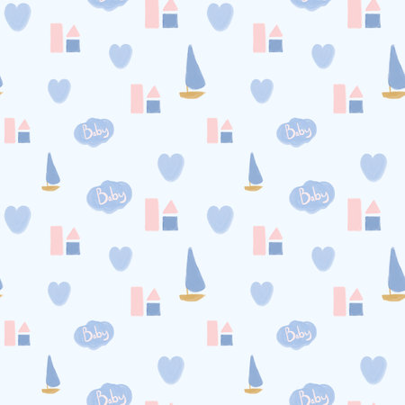 Vector Childrens seamless pattern painted in watercolor in boho style.のイラスト素材