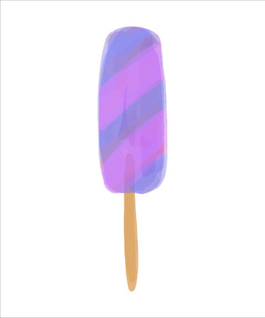 Hand drawn watercolor acid color ice cream on a stick. Vector illustration.のイラスト素材