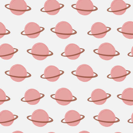 Vector Seamless pattern with pink saturn in boho style Childrens background.のイラスト素材