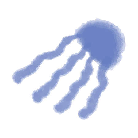 Vector Purple watercolor jellyfish. Abstract illustration of the underwater world hand drawn.のイラスト素材