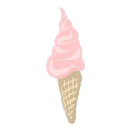 Vector Watercolor ice cream in waffle cone, isolated on white background. Hand drawn illustration.のイラスト素材