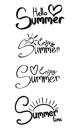 Vector Summer handwritten lettering. Handwritten modern brush calligraphy. Inspirational quote about summer. Black and white lettering for print.のイラスト素材