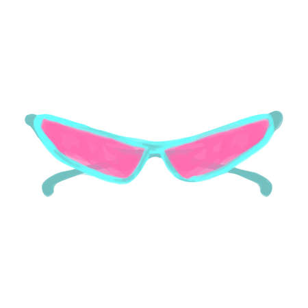 Vector Blue and pink sunglasses painted in watercolor. Summer illustration for design.のイラスト素材