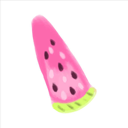 Vector slice of bright pink watermelon painted in watercolor. Summer illustration for design.のイラスト素材