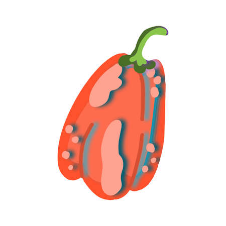 Vector Bell peppers drawn in paper cut style. Vegetable illustration for design.のイラスト素材