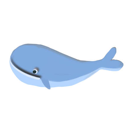 Vector blue Plasticine whale. Childrens illustration for a childrens bedroom in a cartoon style.のイラスト素材