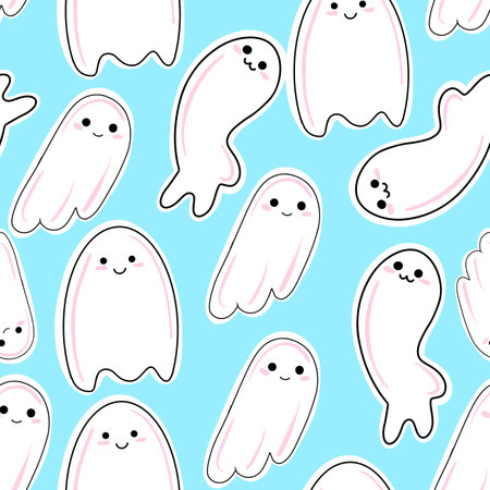 Vector Seamless pattern with cute ghosts pattern for halloweenのイラスト素材