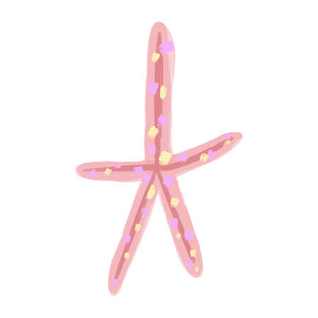 Vector Pink starfish painted in watercolor. Summer illustration of the underwater world.のイラスト素材