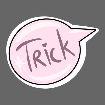 Vector Cute Halloween sticker. Pink glitter inscription trick.のイラスト素材