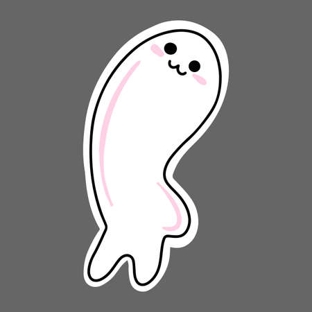 Vector kind ghost with a cute face. Halloween sticker.のイラスト素材