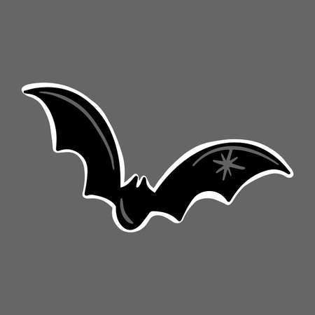 Vector Cute Halloween sticker. Black bat with sequined wings.のイラスト素材