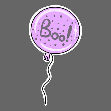 Vector Cute Halloween sticker. Purple balloon with Boo.のイラスト素材