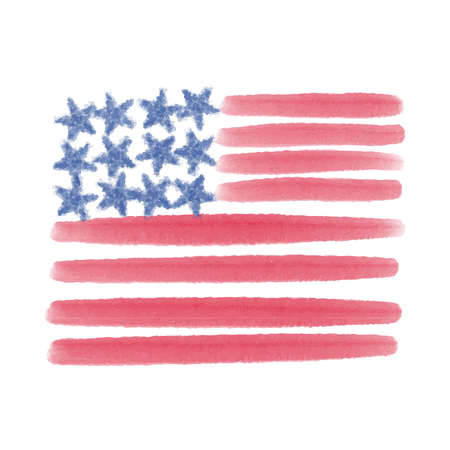 Vector illustration of American flag painted in watercolor.のイラスト素材