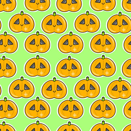 Vector Seamless pattern for Halloween. Cute background with orange pumpkins.のイラスト素材