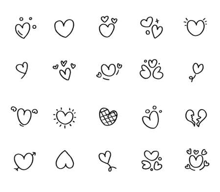 Set of hearts icons hand drawn in pencil.の写真素材