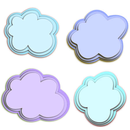 Set of Clouds drawn in paper cut style.の写真素材