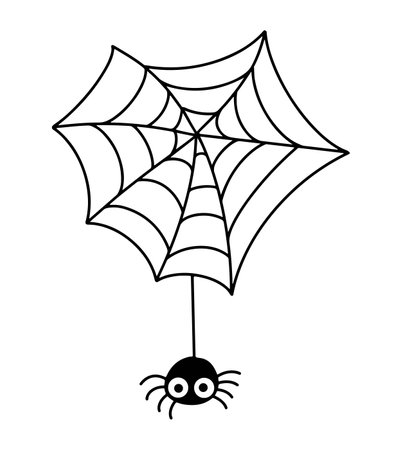 Cute vector web spider icon. Creepy halloween sticker in flat style.のイラスト素材