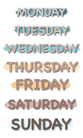 Vector Set of phrases with days of the week. Autumn Design for blog, print, scrapbooking, diary, calendar.のイラスト素材