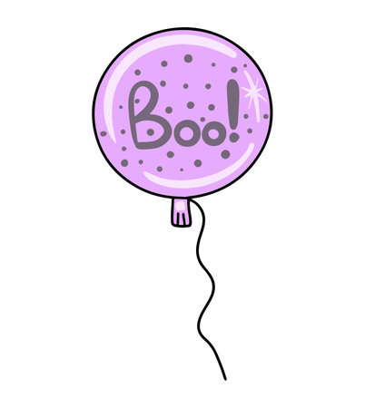Vector Icon of a purple halloween balloon with the inscription boo.のイラスト素材