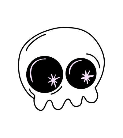 Vector Cute skull with halloween glitter icon isolated on white background.のイラスト素材