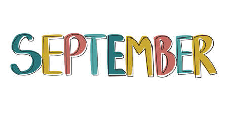 September Vector. Hand lettering, autumn phrase for design. For printing, websites, blogs, labels.のイラスト素材