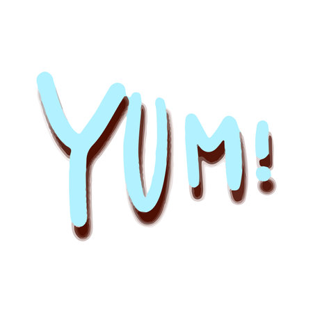 Vector 3d icon with the inscription yum. Blue paper cut style text.のイラスト素材
