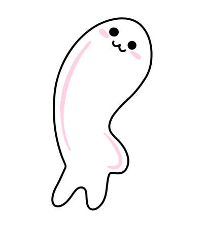Vector Cute ghost vector icon. Creepy Halloween sticker.のイラスト素材