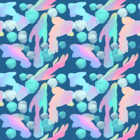 Seamless pattern with abstract fish. Magic background with mermaid scale and watercolor effect. Wrapping paper, package, wallpaper.の写真素材