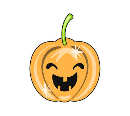 Vector Funny scary halloween pumpkin icon.のイラスト素材