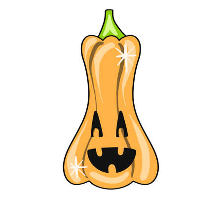 Funny scary halloween pumpkin icon with creepy face. Vector illustrationのイラスト素材