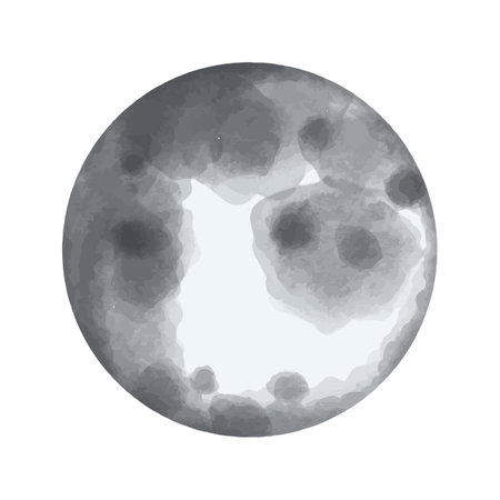 Vector Moon painted in watercolor. Space illustration.のイラスト素材