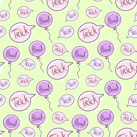 Vector Seamless pattern for Halloween. Citricbackground with Treats or Trick in balloons.のイラスト素材