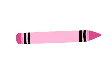 Vector Pink wax pencil drawn in watercolor for study.のイラスト素材