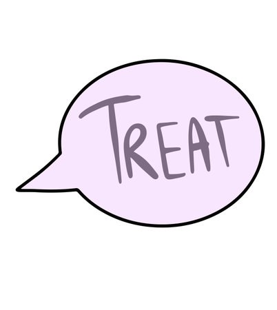 Vector Purple halloween icon with inscription treat in the cloud.のイラスト素材