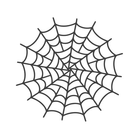 Vector Spider web icon drawn in one line on white for halloween.のイラスト素材
