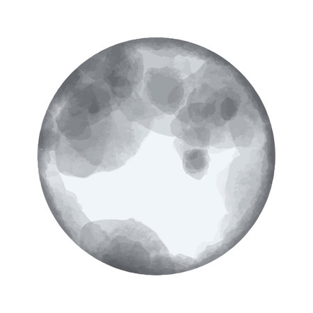 Vector Moon painted in watercolor. Space illustration.のイラスト素材